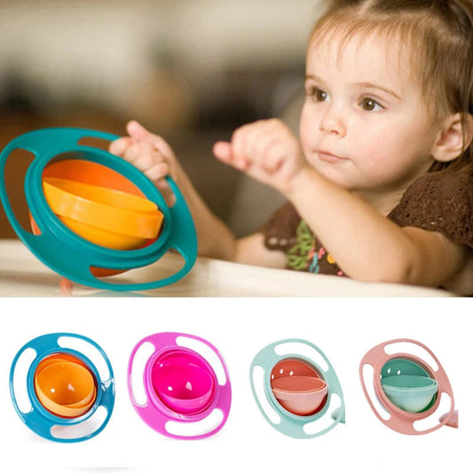 Universal gyro bowl with 360 degree rotating anti-spill design