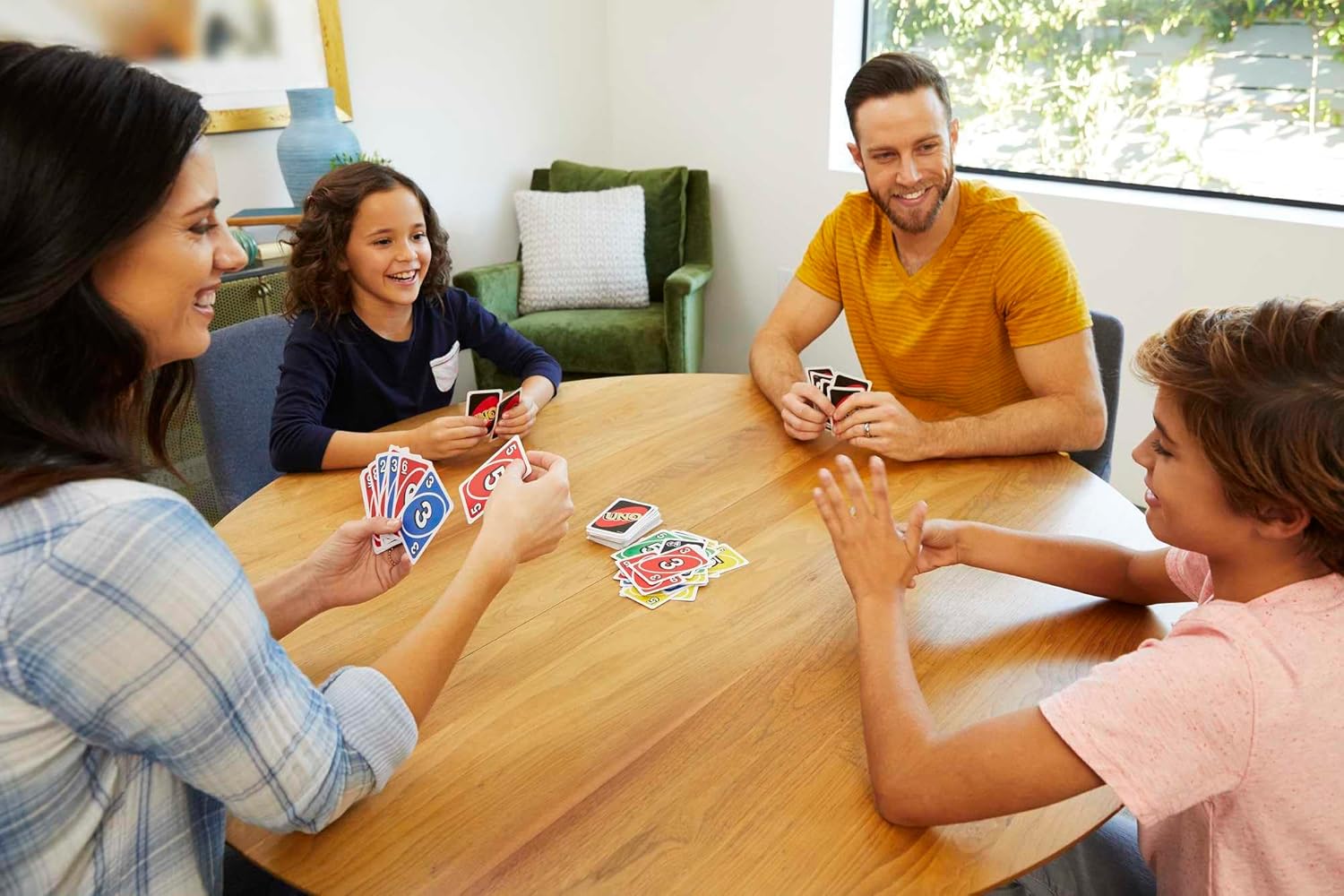 uno card game with wild skip and reverse cards