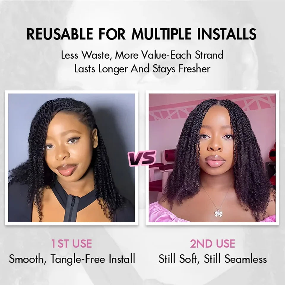 Soft kinky curly bulk hair for styling