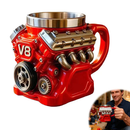 V8 engine coffee mug stainless steel insulated cup