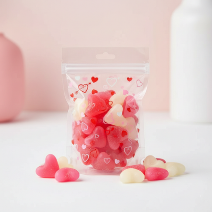 Pink and white jelly hearts ideal for Valentine’s Day