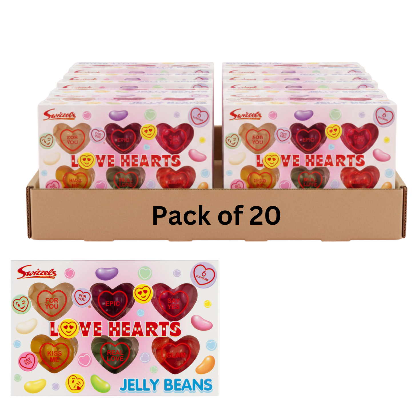 Colourful Love Hearts jelly beans for sharing or gifting