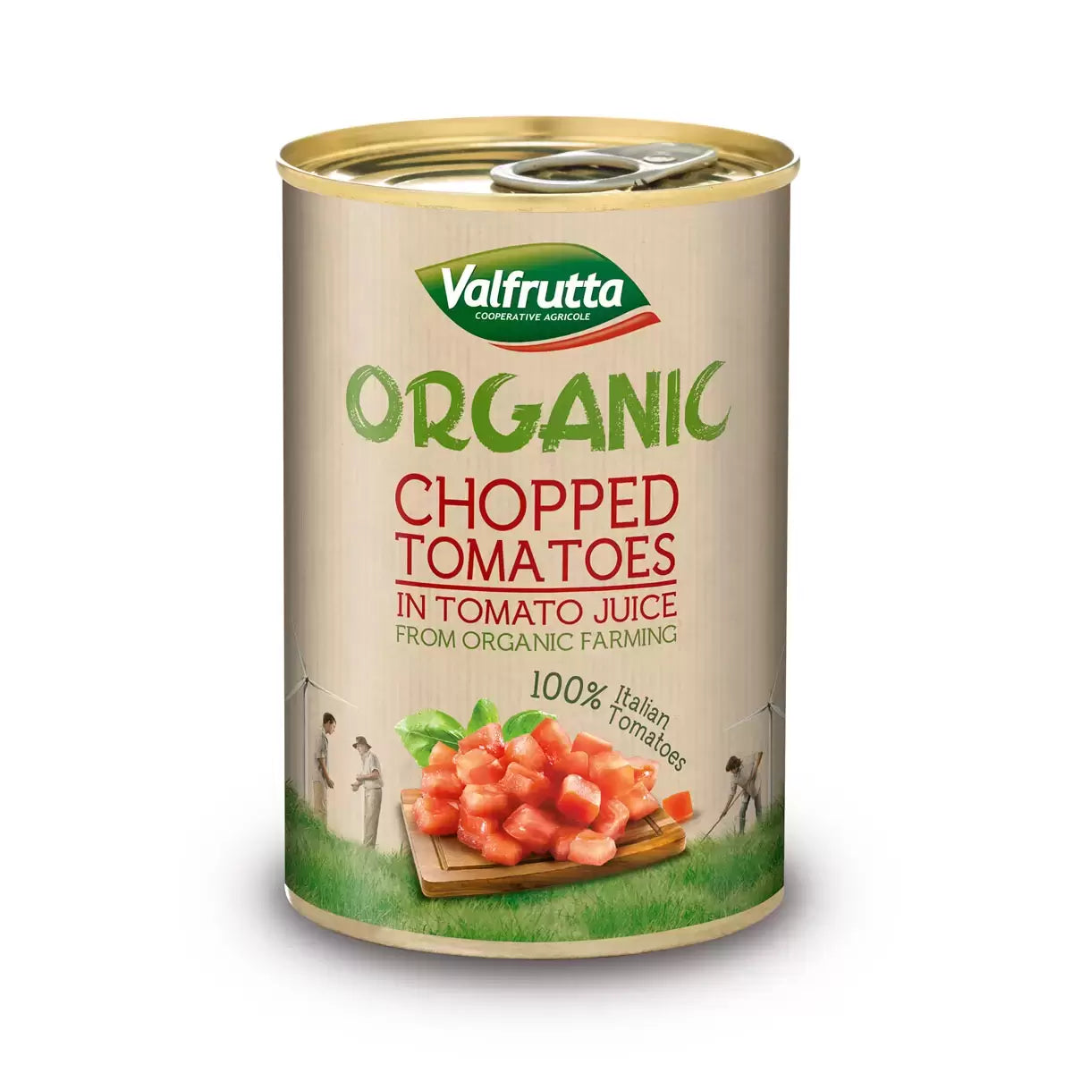 100% Italian organic chopped tomatoes, chemical-free