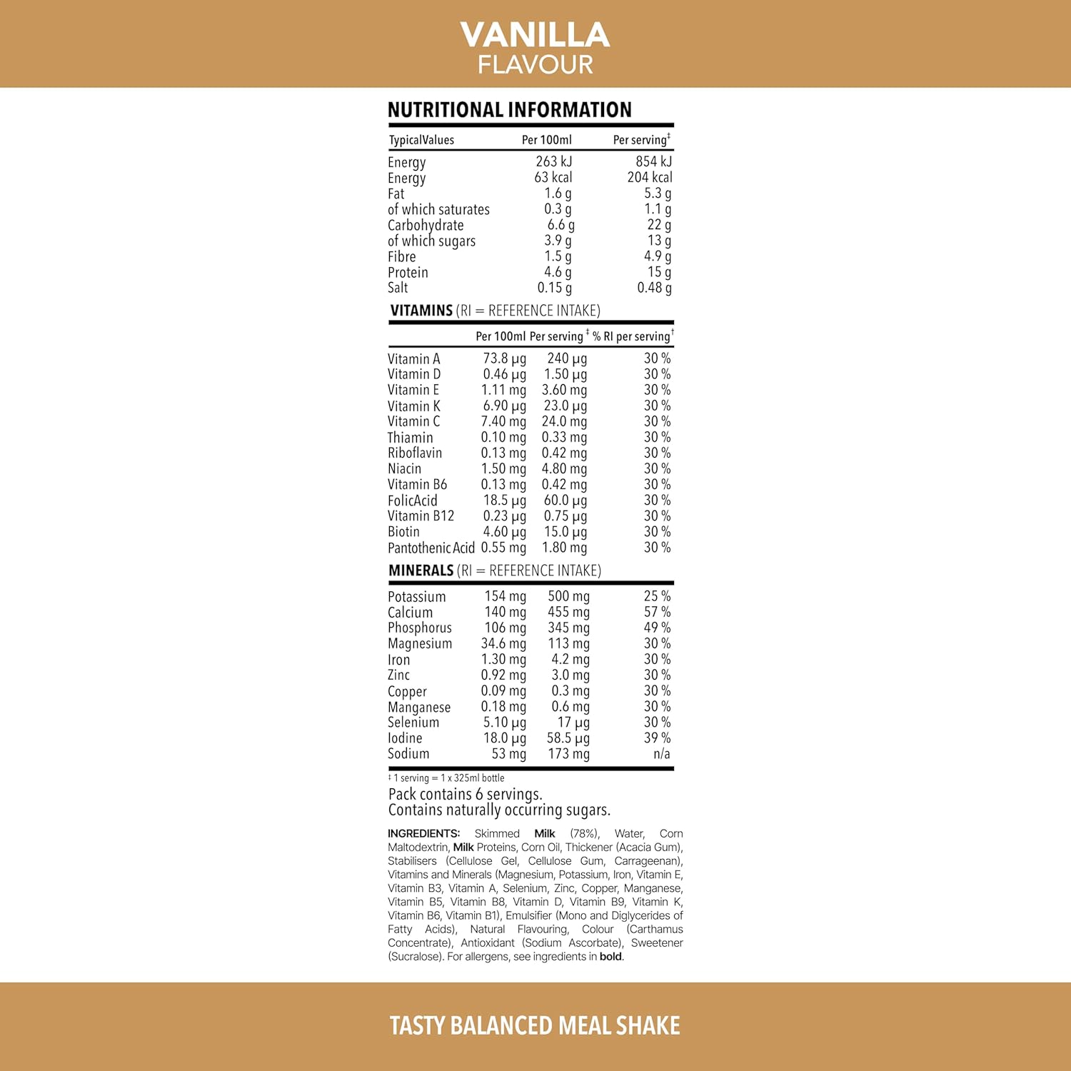Vanilla-flavoured meal shake