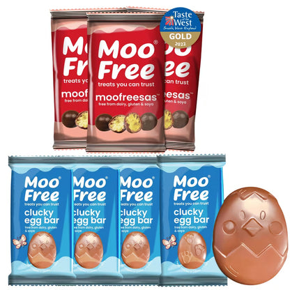 Vegan chocolate variety pack with Moo Free bars and Moofreesas