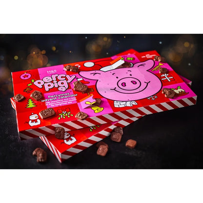Vegan-friendly chocolate countdown calendar for Christmas with fun Percy treats