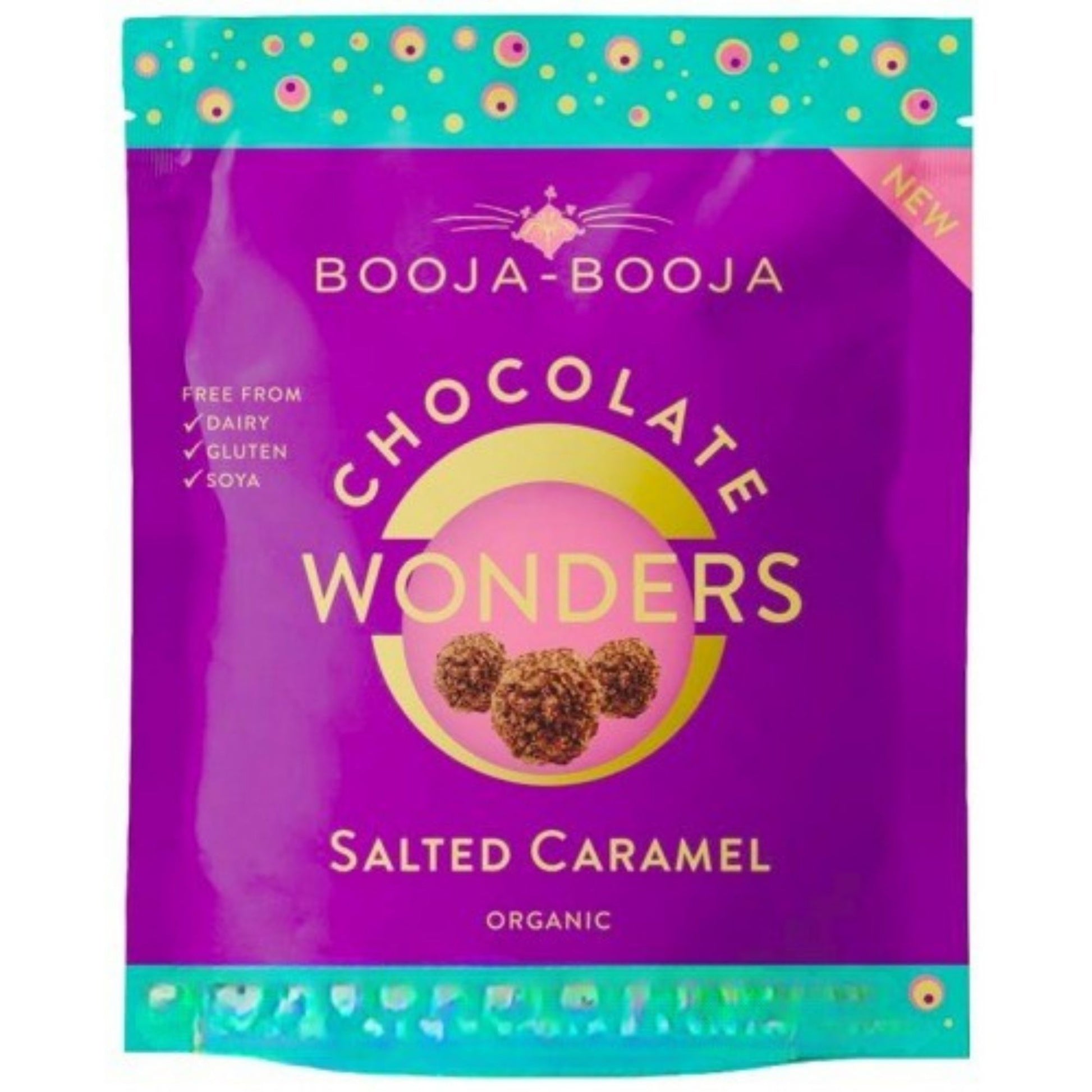 Vegan salted caramel chocolates in rich smooth chocolate coating for indulgent snacking