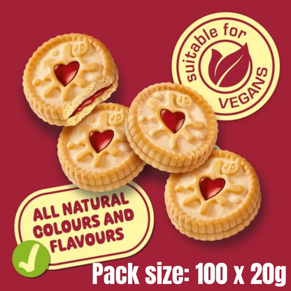 Vegan friendly mini biscuit snack packs with jam