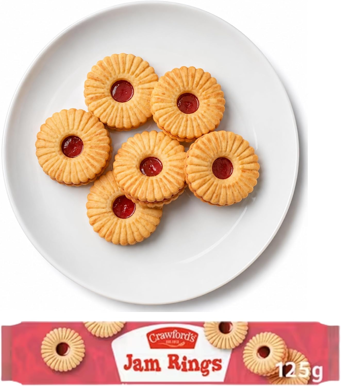 Raspberry filled sandwich biscuits