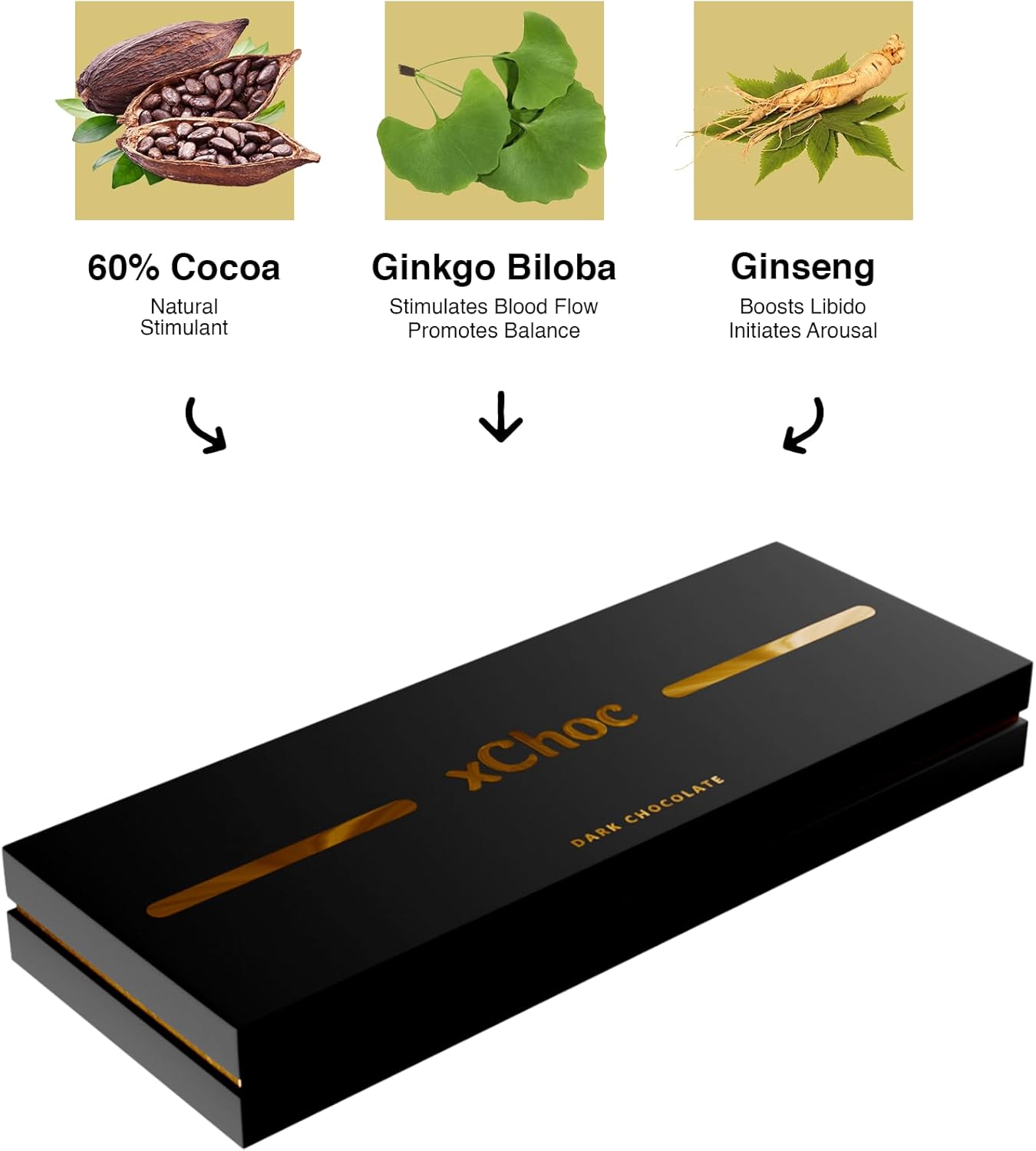 Three heart-shaped dark chocolates for adult wellness and indulgence
