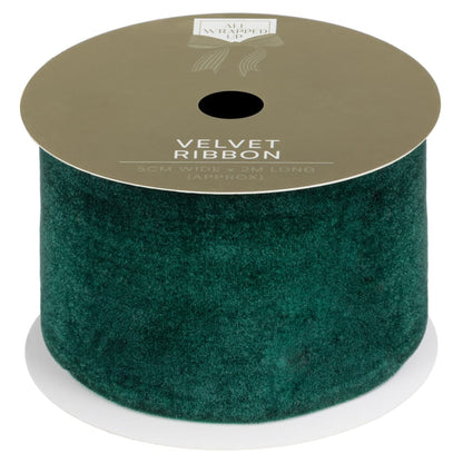 Luxury soft velvet ribbon in Blush, Red, Dark Red, and Green