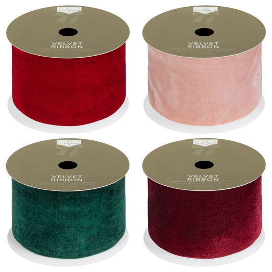 Velvet Ribbon 2m assorted colours for Christmas gift wrapping