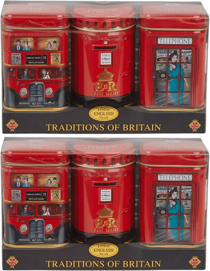 New English Teas gift set featuring two collectible embossed tins