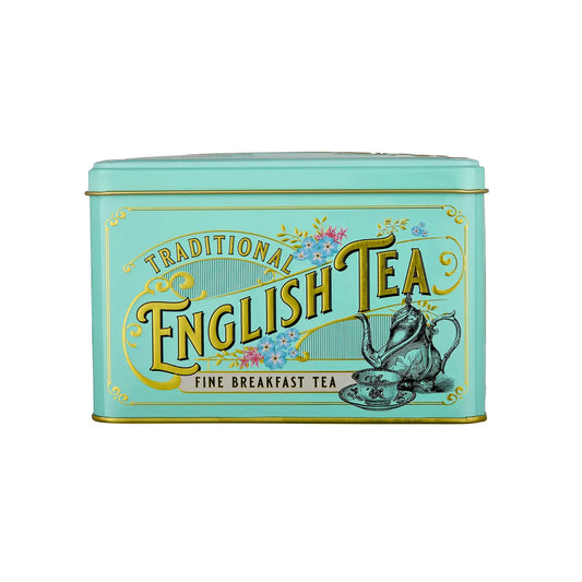 Mint green Victorian tea tin with 40 English Breakfast Ceylon teabags