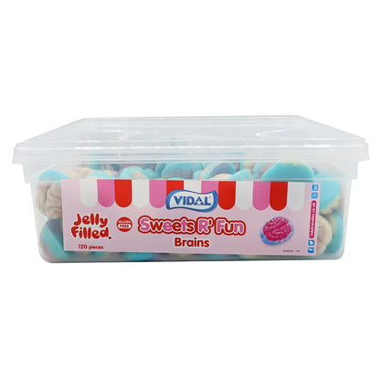 Vidal Jelly Filled Brains 5p Tub strawberry flavoured gummies bulk pack for halloween