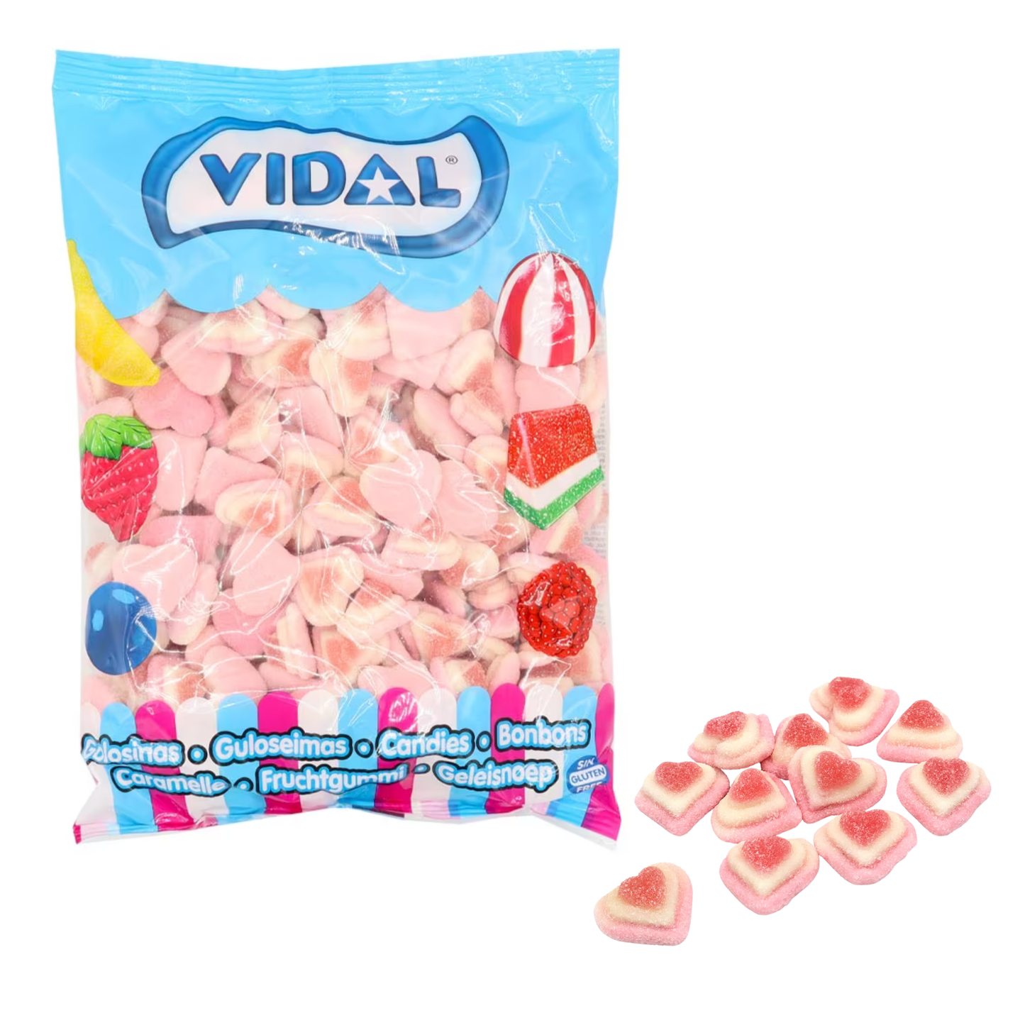 Vidal Triple Hearts strawberry cream jelly sweets