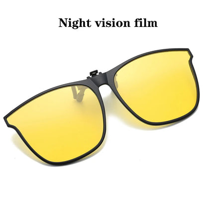 Round clip on sunglasses silver mirror lens close up detail