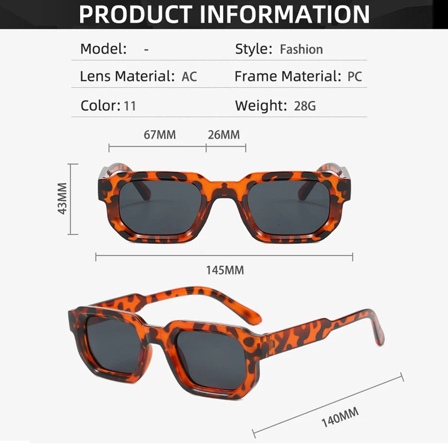 Black blue rectangle frame sunglasses fashion eyewear