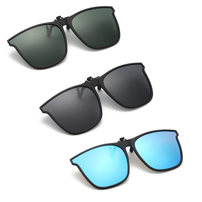 Clip on sunglasses set-125 design black frame mirror lens