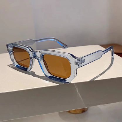 Vintage rectangle frame sunglasses UV400 unisex retro style