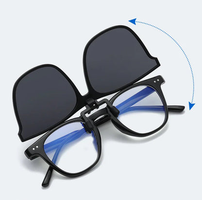 Round clip on sunglasses photochromic colour changing lens