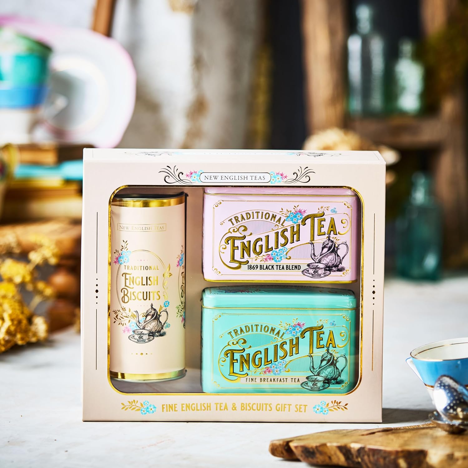 Vintage style tea and biscuits hamper gift set from New English Teas