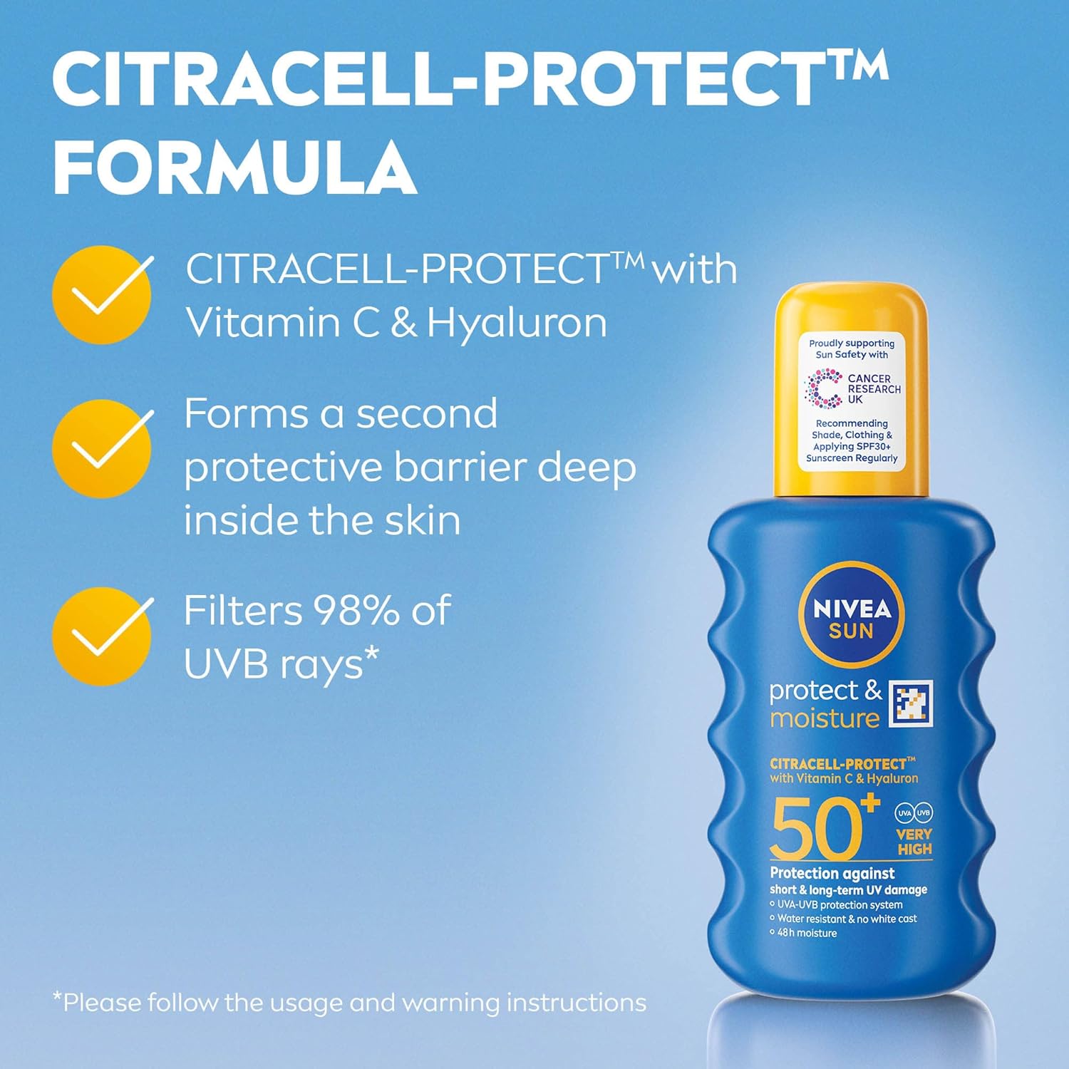 High SPF 50+ UVA UVB protection body suncream spray