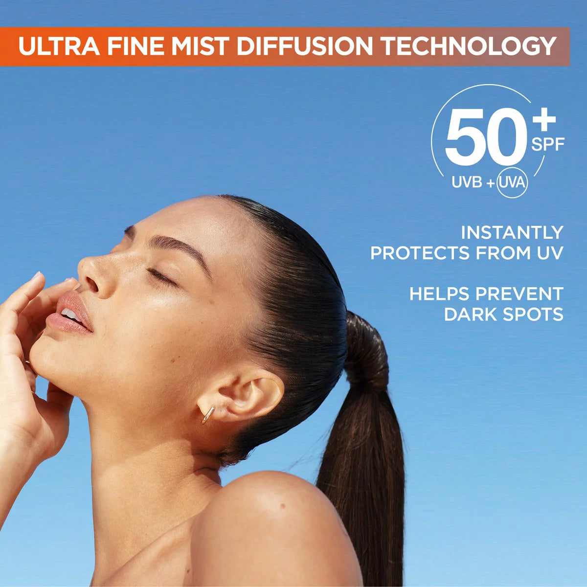Lightweight SPF50+ face mist for daily protection