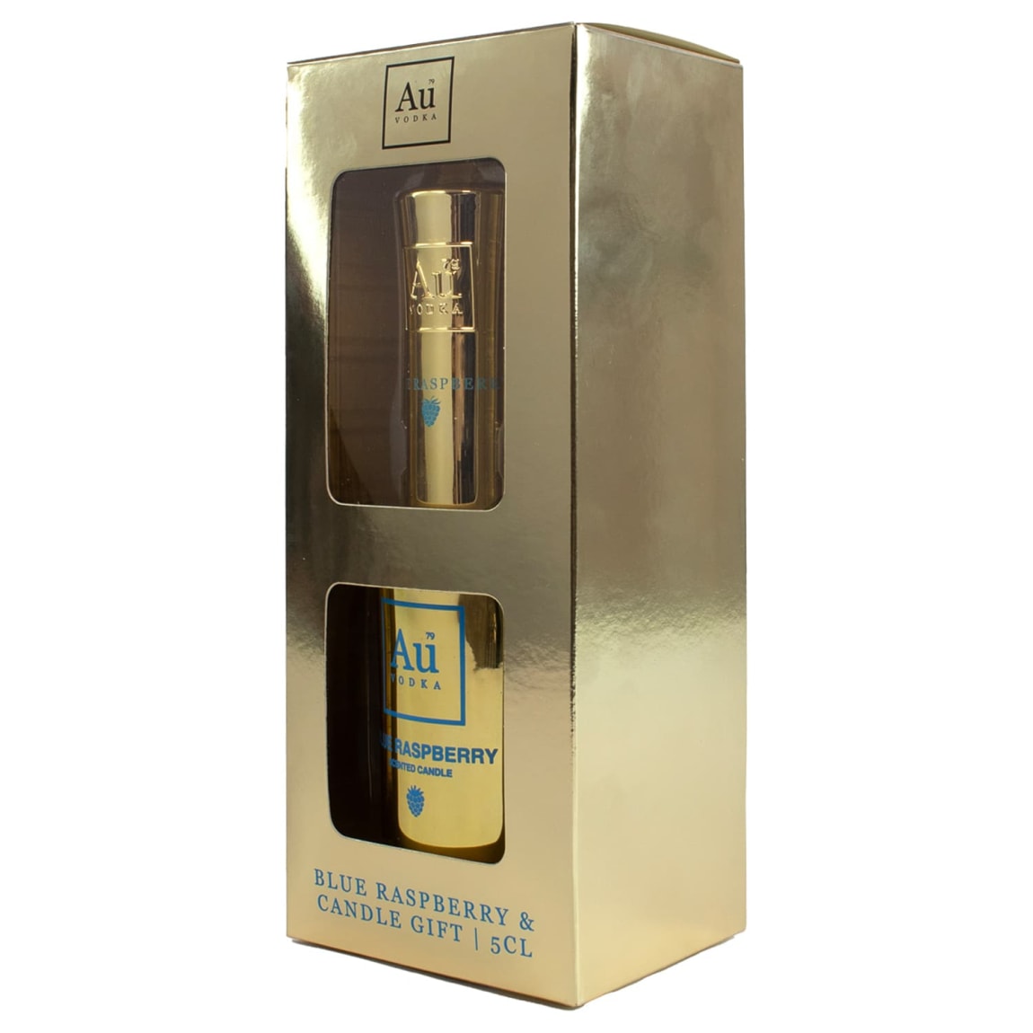 Stylish gift set with fruity vodka and relaxing candle, perfect for celebrations