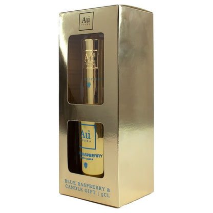 Stylish gift set with fruity vodka and relaxing candle, perfect for celebrations