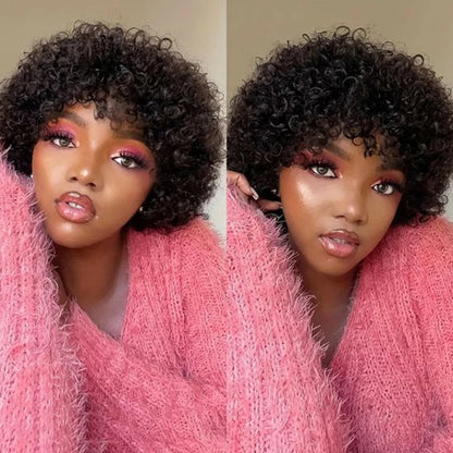 Protective style short wig with bangs for women