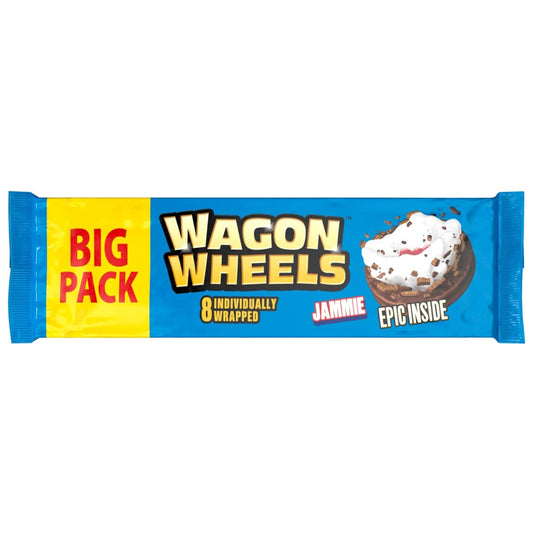 Wagon Wheels Jammie 8pk biscuits with marshmallow, jam, and chocolate coating