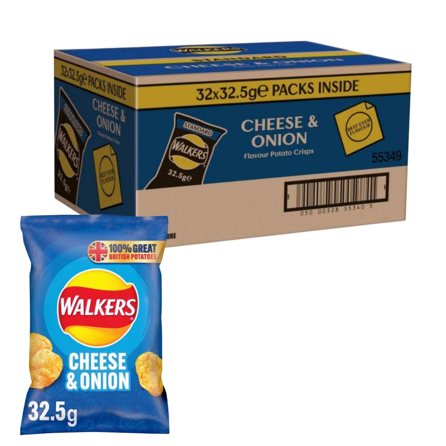 Walkers Cheese & Onion Crisps 32.5g grab bag