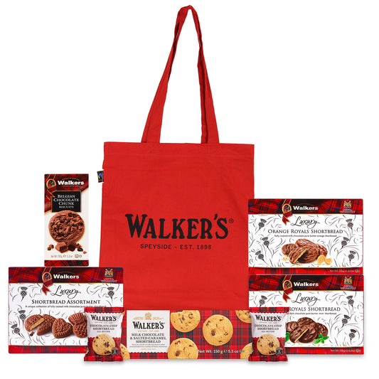 Walker’s Chocolate Lovers Gift Bag with chocolate shortbread and biscuits