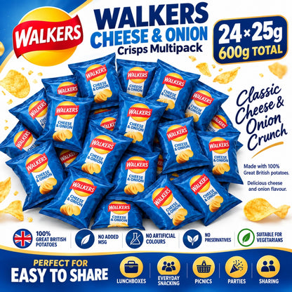 Walkers 25g individual cheese and onion crisp bags