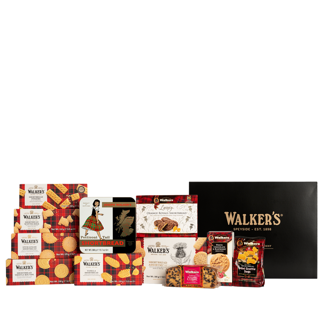 Walker's Deluxe Gift Box with shortbread, biscuits, and cakes