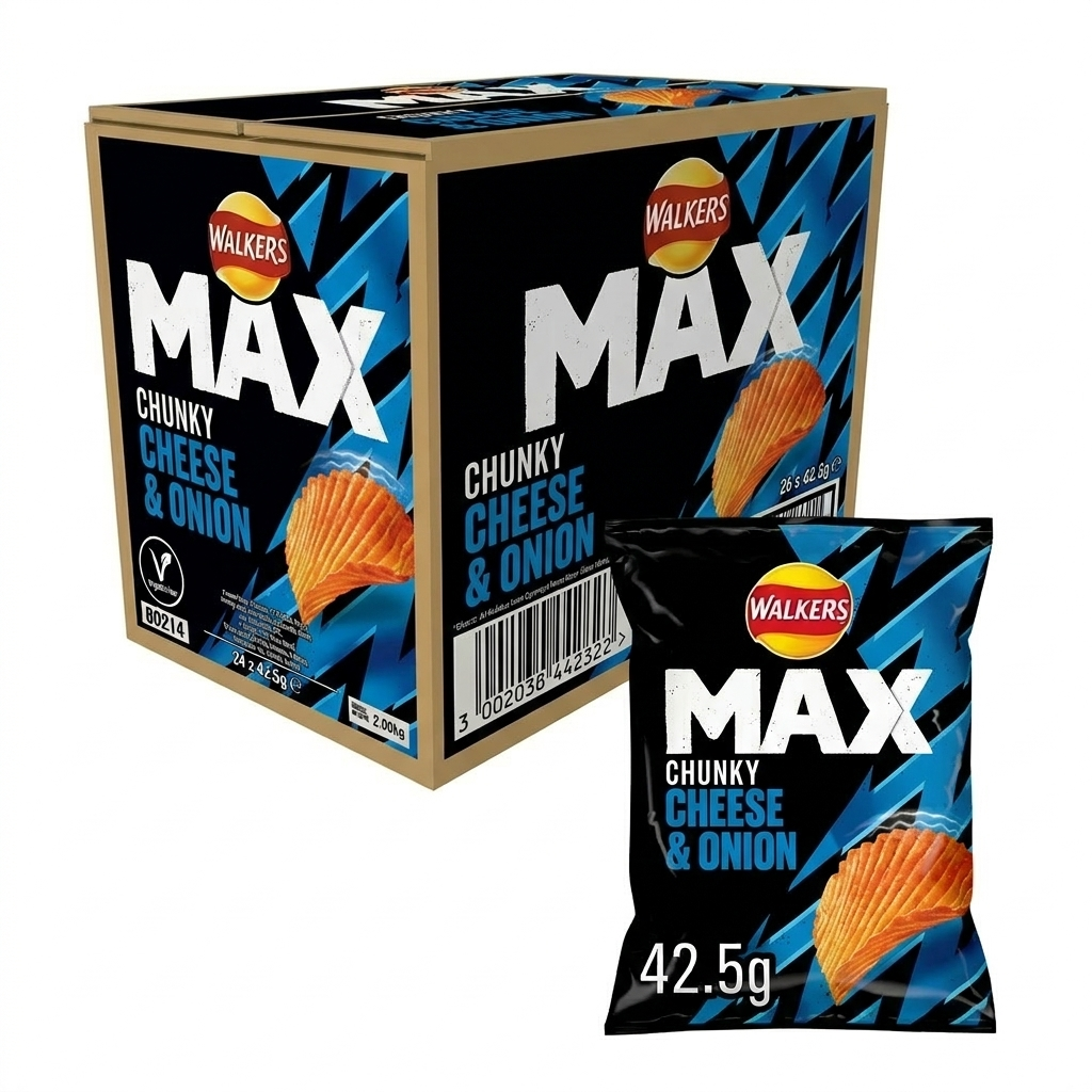 Walkers Max Cheese & Onion Crisps 42.5g for snack enthusiasts