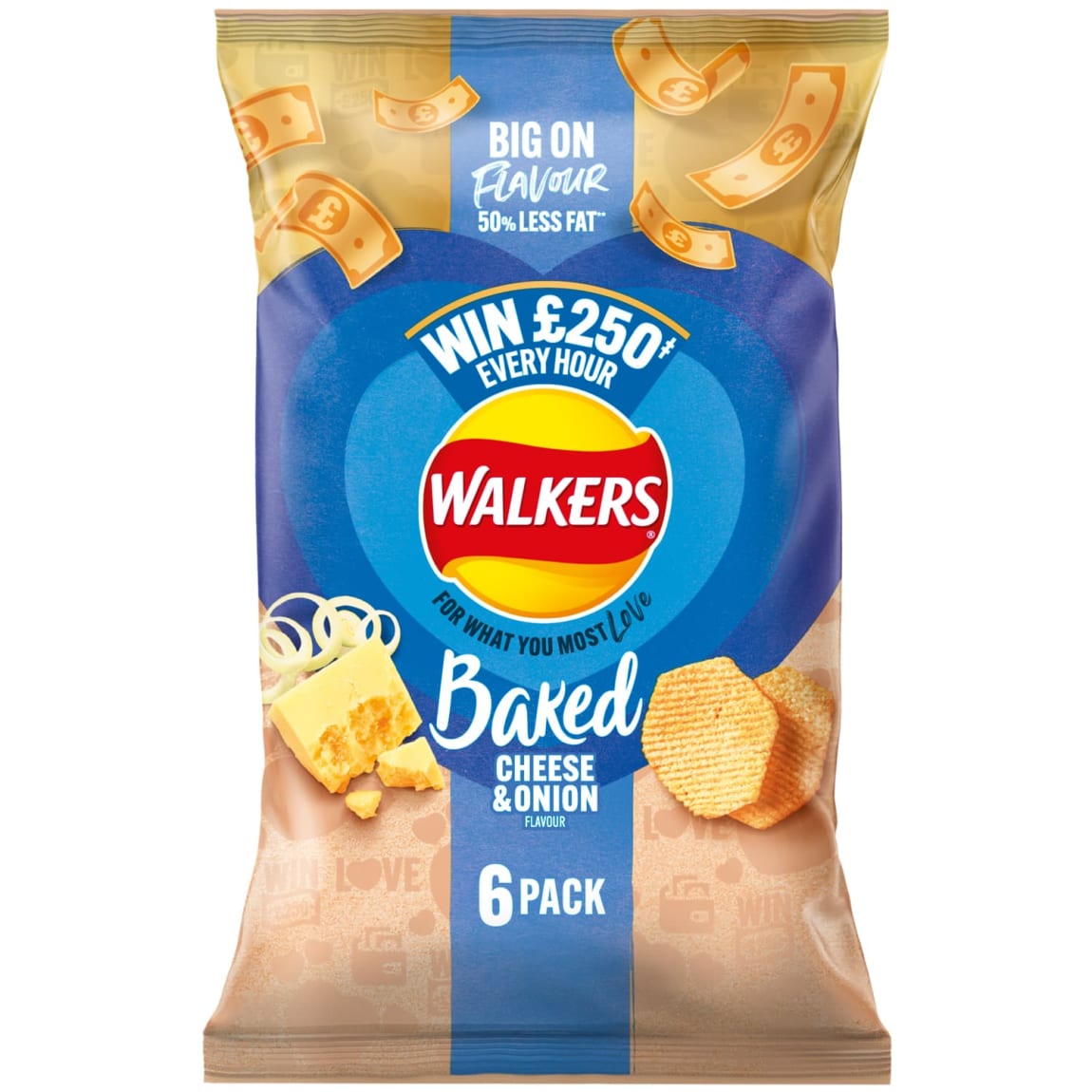 Walkers Oven Baked Crisps 6pk Cheese & Onion flavour