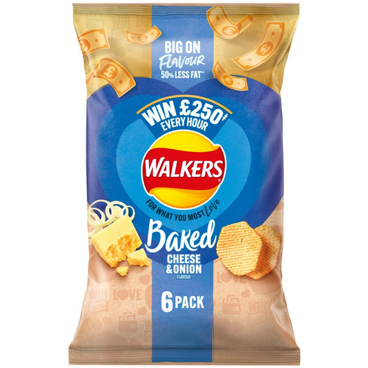 Walkers Oven Baked Crisps 6pk Cheese & Onion flavour