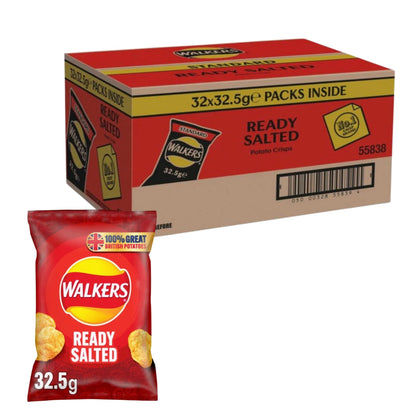 Bulk pack of Walkers Ready Salted Crisps for daily snacking