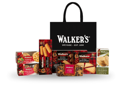 Walker’s Strathspey Gift Bag with shortbread, oatcakes, and chocolate biscuits