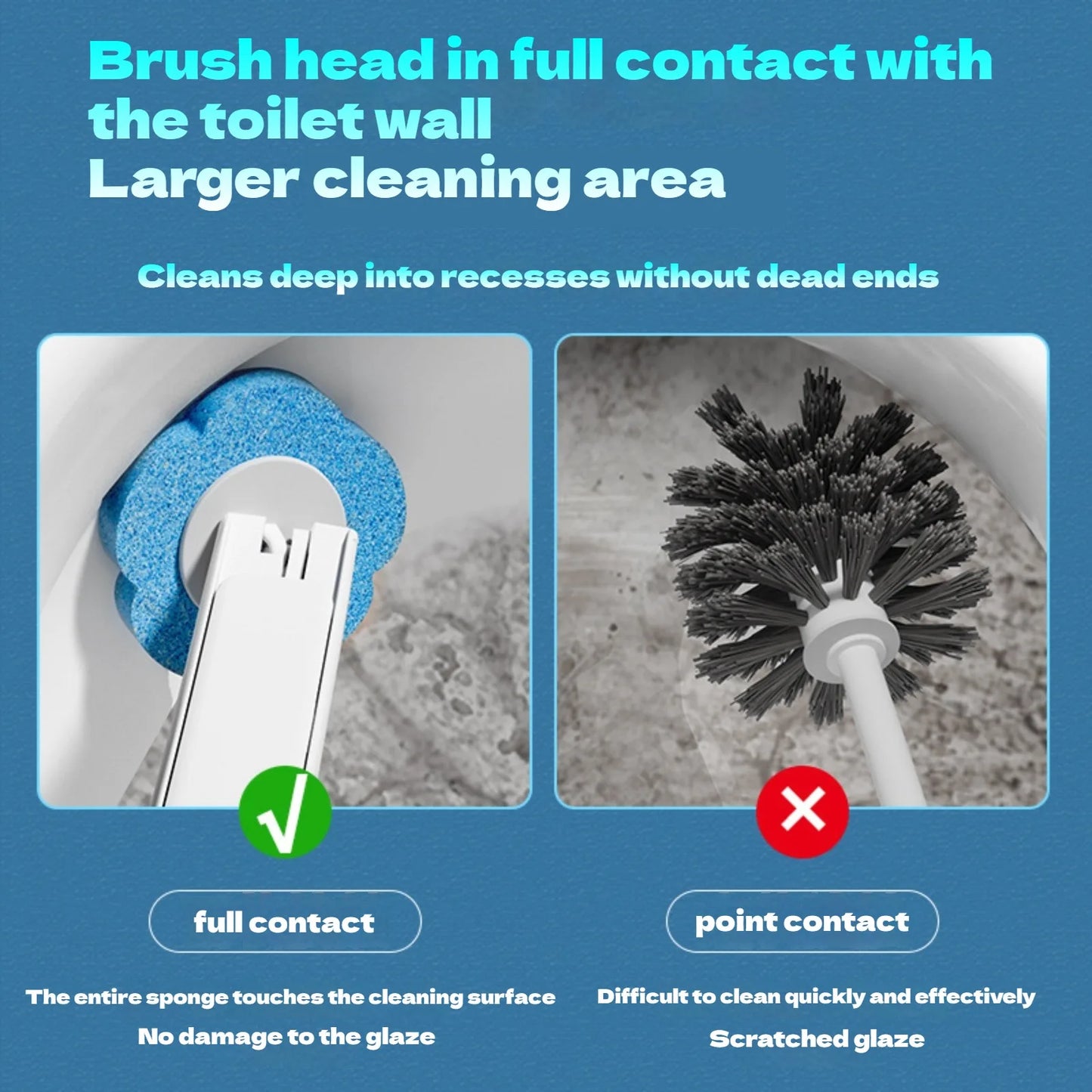 Replaceable toilet brush heads for bathroom cleaning