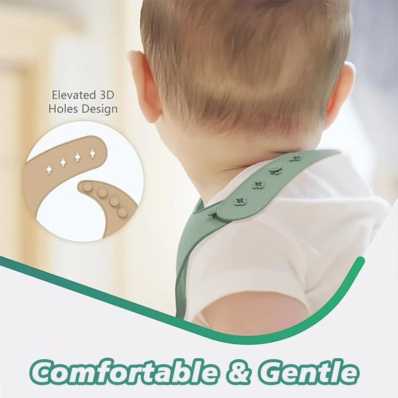 Soft silicone bib with food catching tray for babies