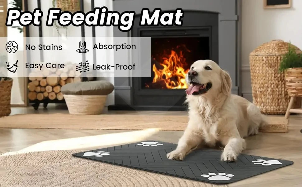 Absorbent waterproof pet feeding mat for dogs and cats with non-slip rubber backing – product view 7