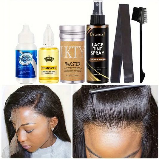 Waterproof lace wig glue kit with tint spray and melt band