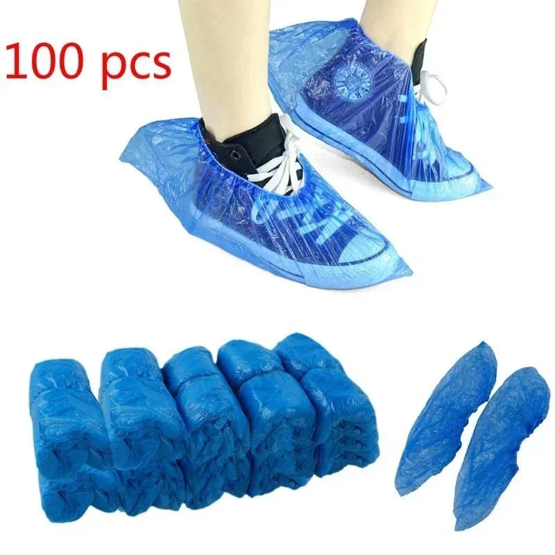 Waterproof plastic overshoes for protecting shoes