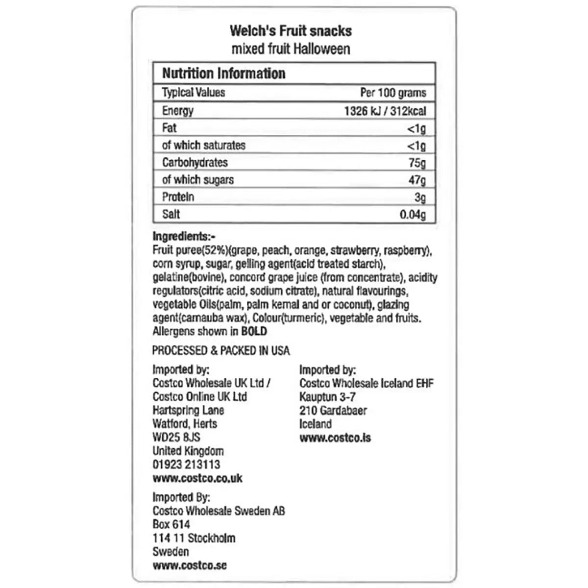 elch’s Mixed Fruit Halloween snacks ideal for trick or treat and parties