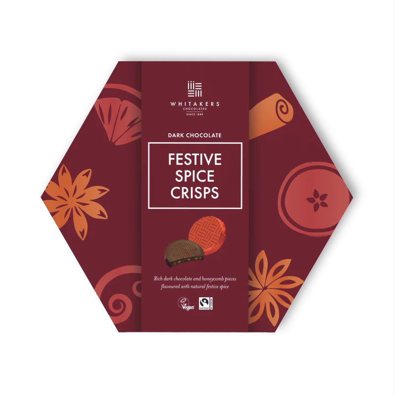 Whitakers Dark Chocolate Festive Spice Honeycomb Crisps 165g