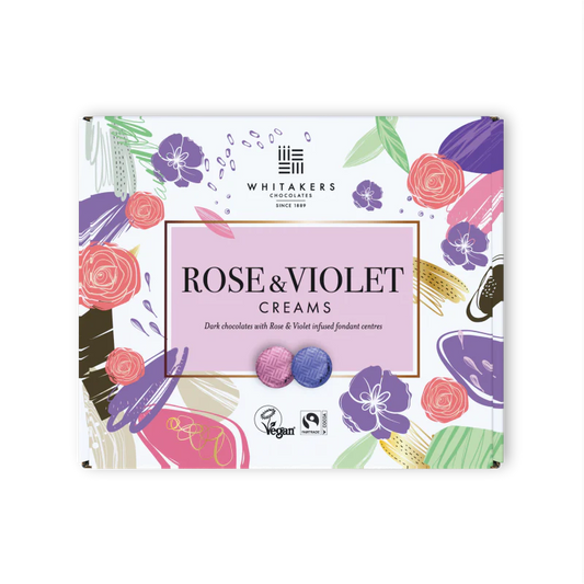 Whitakers Dark Chocolate Rose & Violet Fondant Creams 200g gift box