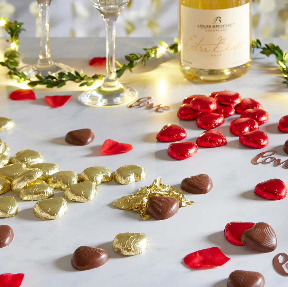 Elegant romantic chocolate hearts perfect for Valentine’s Day